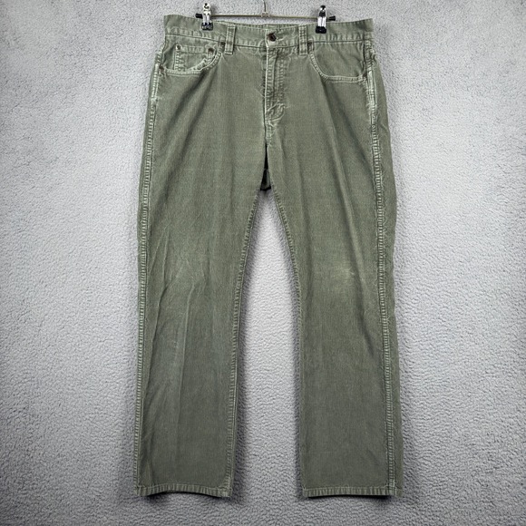 LL Bean Pants Mens‎ 34x30 Green Corduroy 5 Pocket Office Forest Gorpcore - Picture 1 of 11